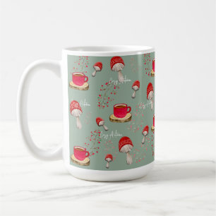 Café Coloração aquosa colorida do outono, caneca de caf