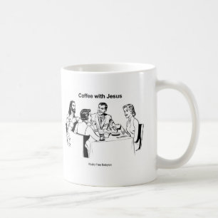 Café com a caneca dos caráteres de Jesus