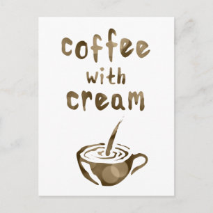 café com cartão de comentário creme