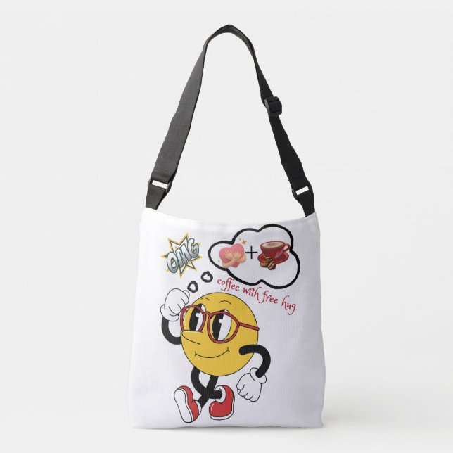 ☕ Café Com 🤗 De Abraço Gratuito | Bag Tote Emoji  (Frente)