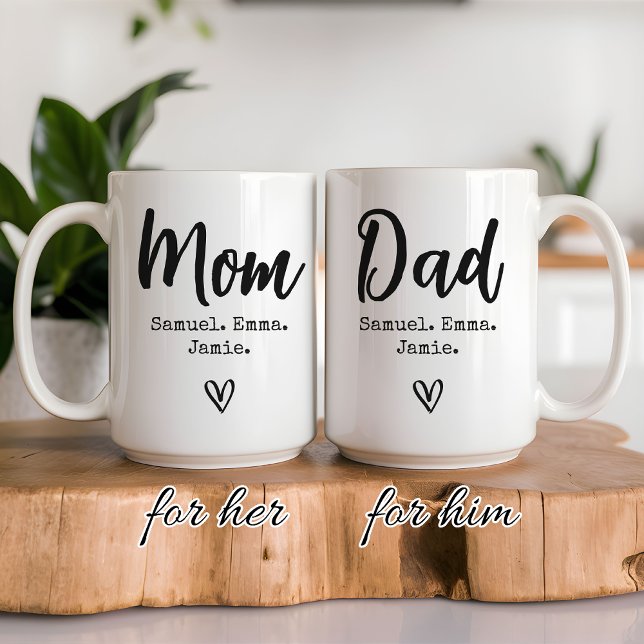 Café Conjunto de presentes de caneca personalizada para (Mother’s Day and Father’s Day Custom Mug Gift Set, Custom Name Mug Set Gift for Mother & Father)