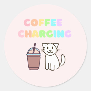 Café Cor-de-Rosa e Etiqueta redonda clássica Cat