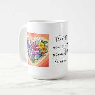 Café Coração de AMOR Floral (para a vovó 1rua) caneca d
