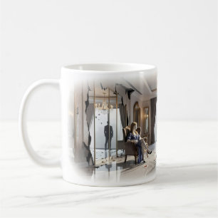 Café Coração Dourado Quebrado em uma Caneca de Suíte de