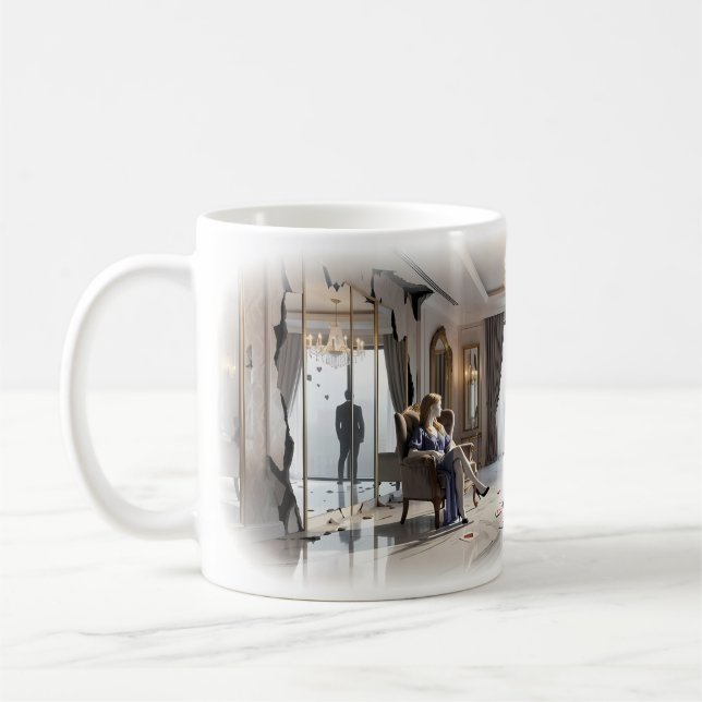 Café Coração Dourado Quebrado em uma Caneca de Suíte de (Esquerda)