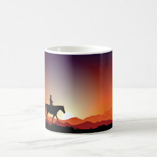 Café Cowboy Andando Uma Caneca De Cavalo