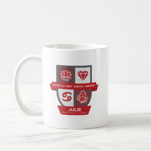 Café Crest™ de Aniversário de Câncer para Caneca de 1 a