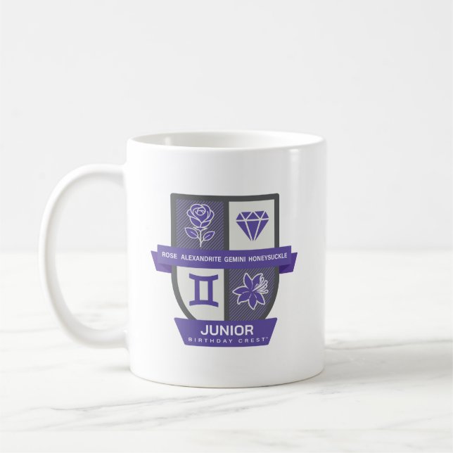 Café Crest™ de Aniversário de Gêmeos para Caneca de 1 a (Esquerda)