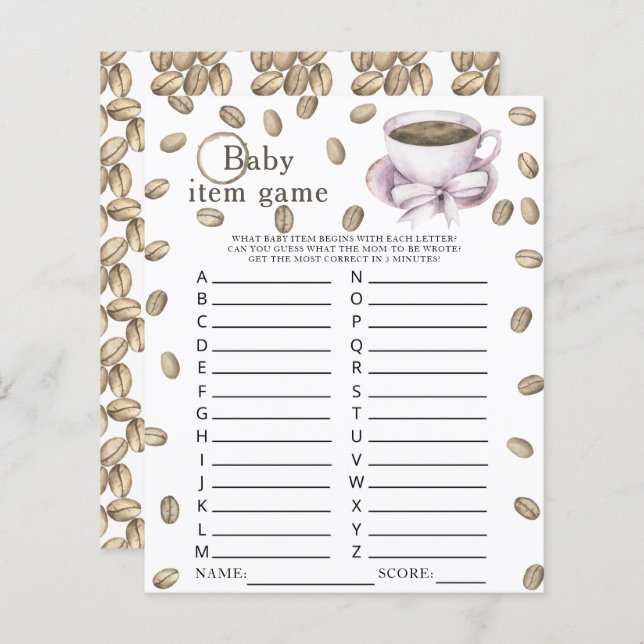 Café criando Chá de fraldas Jogo de Item Bebê (Frente/Verso)