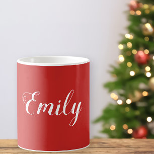 Café Crie seu próprio nome caneca de Natal Vermelha