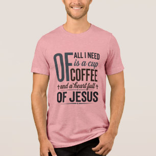 Café Cristão Citação de Jesus Camisa Vintage Desig