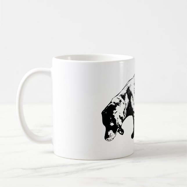 Café Curioso Labrador cheirando caneca de tinta (Esquerda)