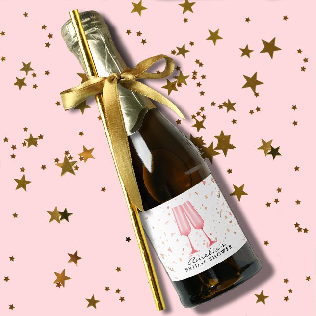 Café da Manhã e Almoço com Champanhe Mini (Brunch and Bubbly bridal shower mini champagne bottle labels, use to serve or give as favors)