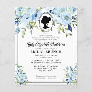 Café da Manhã Nupcial Floral Azul Poeirento com Or