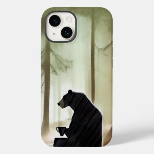 Café de Bebendo de Urso na Floresta