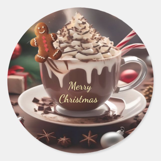 Café de Natal Alegre com Adesivo de Pão de Mel (Frente)