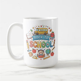 Café De volta às aulas. Fofo. Colorido. Caneca