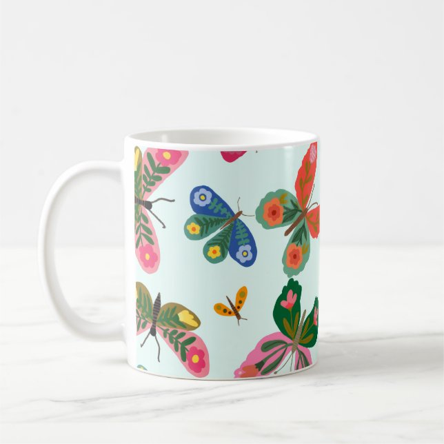 Café desenho de caneca Borboleta Azul  (Esquerda)