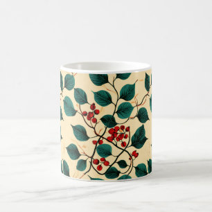 Café Desenho de Caneca com Padrão de Folhas Botânicas A