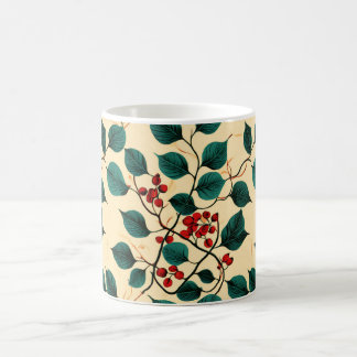 Café Desenho de Caneca com Padrão de Folhas Botânicas A