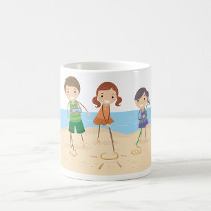 Café Desenho Na Caneca De Areia