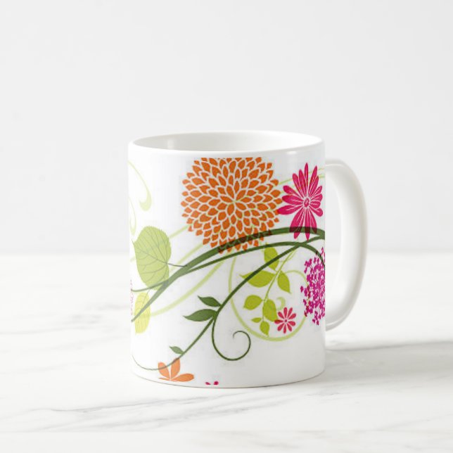 Café Desenhos de Caneca de Flores Silvestres, Caneca Fl (Frente Esquerda)
