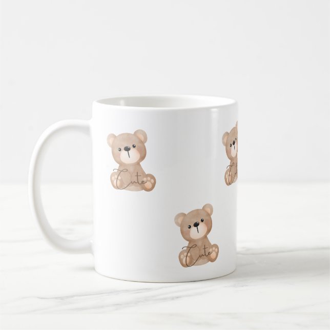 Café Design de Aquarela de Urso Cinto - Caneca Simples (Esquerda)