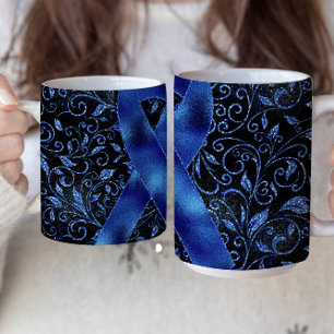 Café Design de caneca com fita de conscientização azul