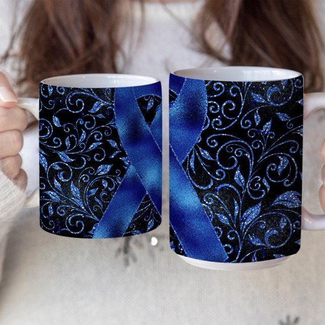 Café Design de caneca com fita de conscientização azul (Criador carregado)