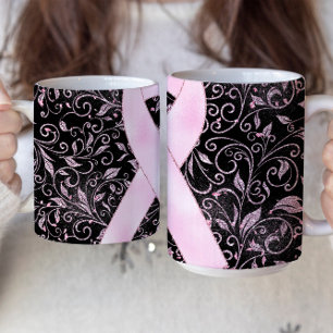 Café Design de caneca com fita de conscientização rosa
