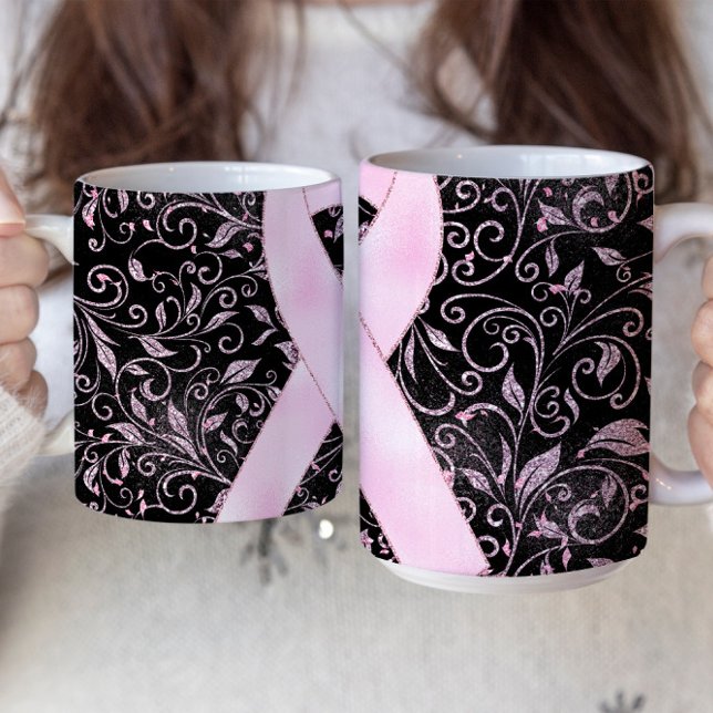 Café Design de caneca com fita de conscientização rosa (Criador carregado)