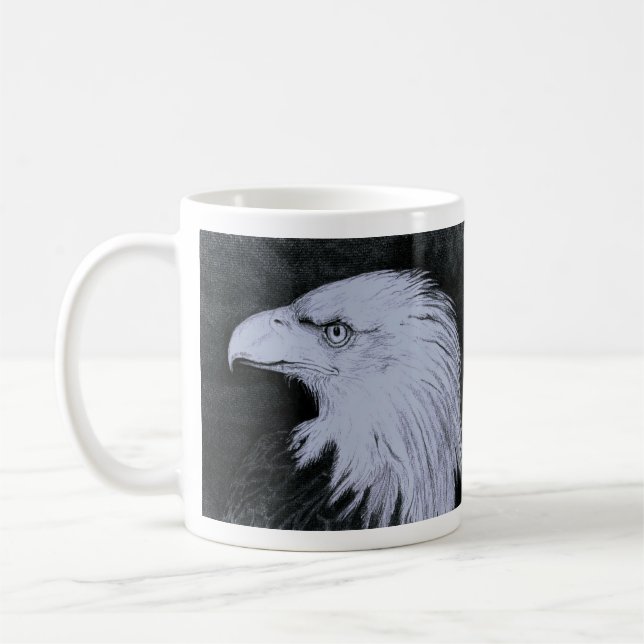 Café design de caneca da FinerArt Bald Eagle por Linda  (Esquerda)