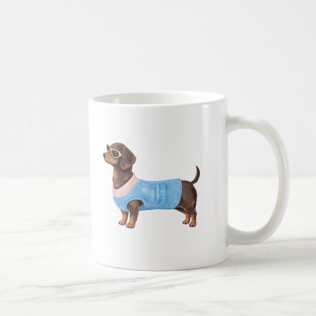 Café Design de Caneca de Dachshund Fofa (Direita)