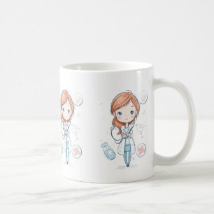 Café Design de Caneca de Doutor Chibi Fofo