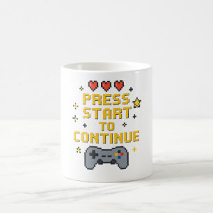 Café Design de Caneca de Jogos com Arte de Pixel Retro