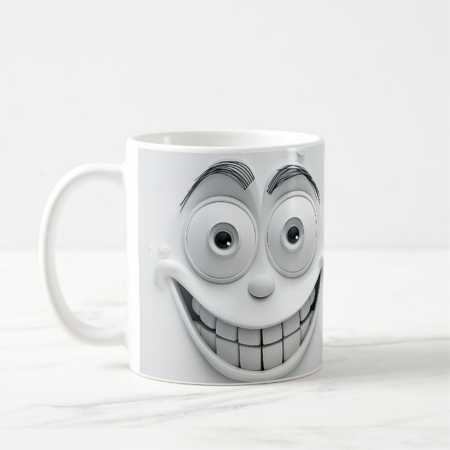 Café Design de Envoltório de Caneca 3D com Rosto Sarcás (Esquerda)