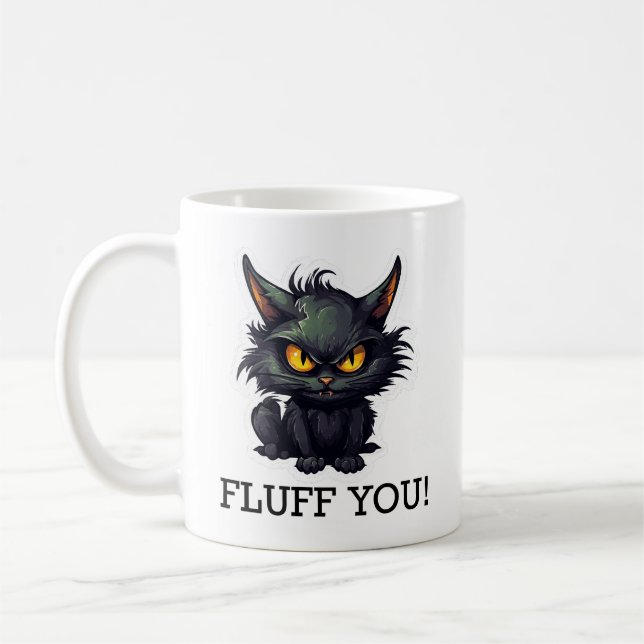 Café Design de Gato Negro Bebê - Caneca Clássica (Esquerda)