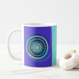 Café Design de Medalhão Verde Roxo Azul na Caneca