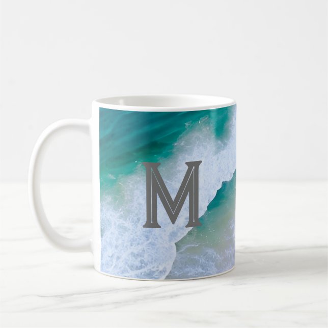 Café Design de onda de caneca com surf de monograma (Esquerda)