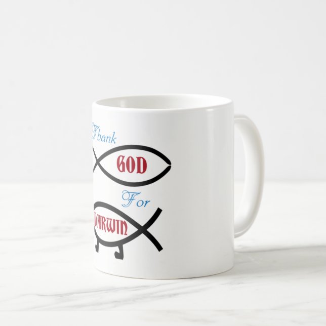 Café Deus do obrigado para a caneca de Darwin (Frente Esquerda)