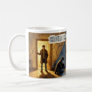 Café Devo Ficar ou Ir Caneca de Escolha de Encruzilhada