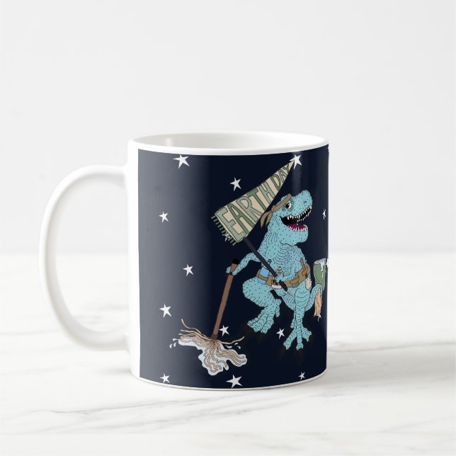 Café Dia da Terra Dino na clássica caneca branca de caf (Esquerda)