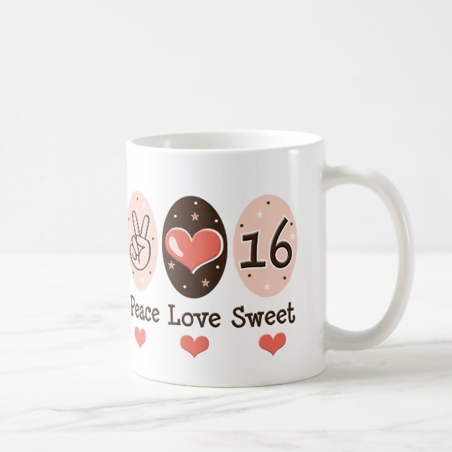 Café Doce do amor da paz caneca de dezesseis (Direita)