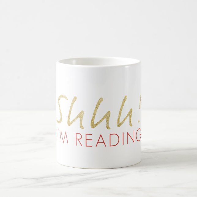 Café Dourado Sparkle Shhh! Eu estou lendo caneca de caf (Centro)