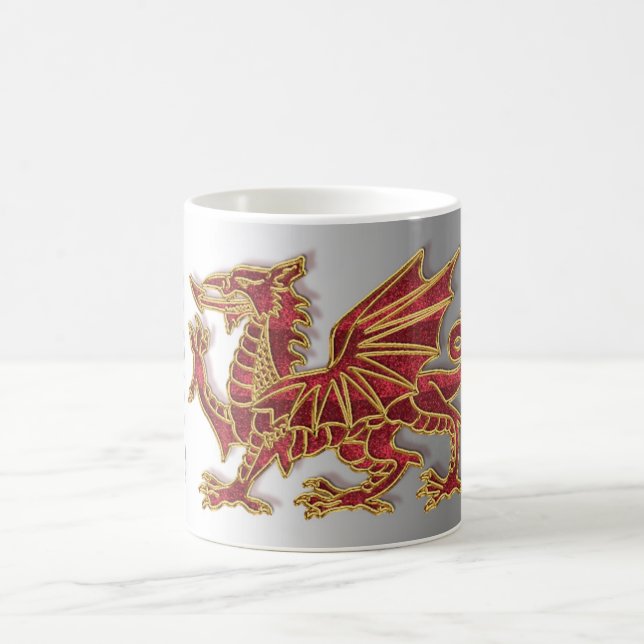 Café Dragão Sylish de Galês, branco caneca branca (Centro)
