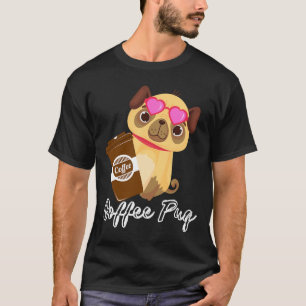 Café e cachorro pug fofo Camisa engraçada de Pug C