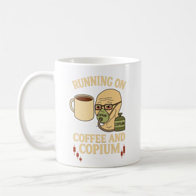 Café e caneca Crypto de Copium (Esquerda)
