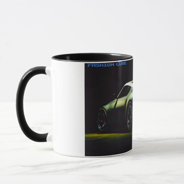 café e caneca de carro desportivo (dentro escuro e (Esquerda)