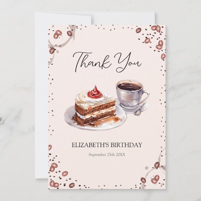 Café e Cartões de agradecimentos de aniversário do (Frente)