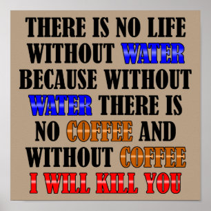 Café É Vida Placa de Poster Divertido